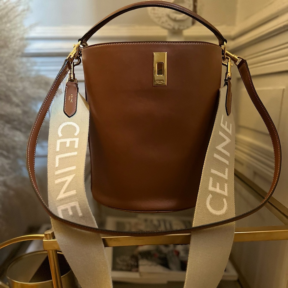 Celine Teen Bucket Bag 16 in Smooth Tan Calfskin
